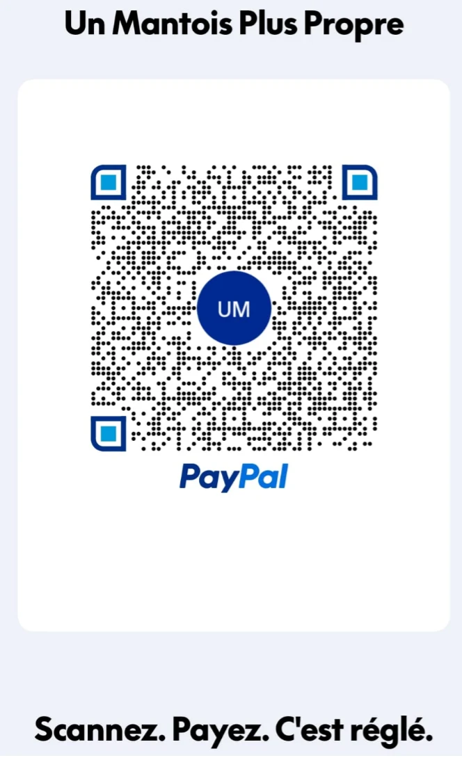 QR code PayPal pour faire un don à Un Mantois Plus Propre